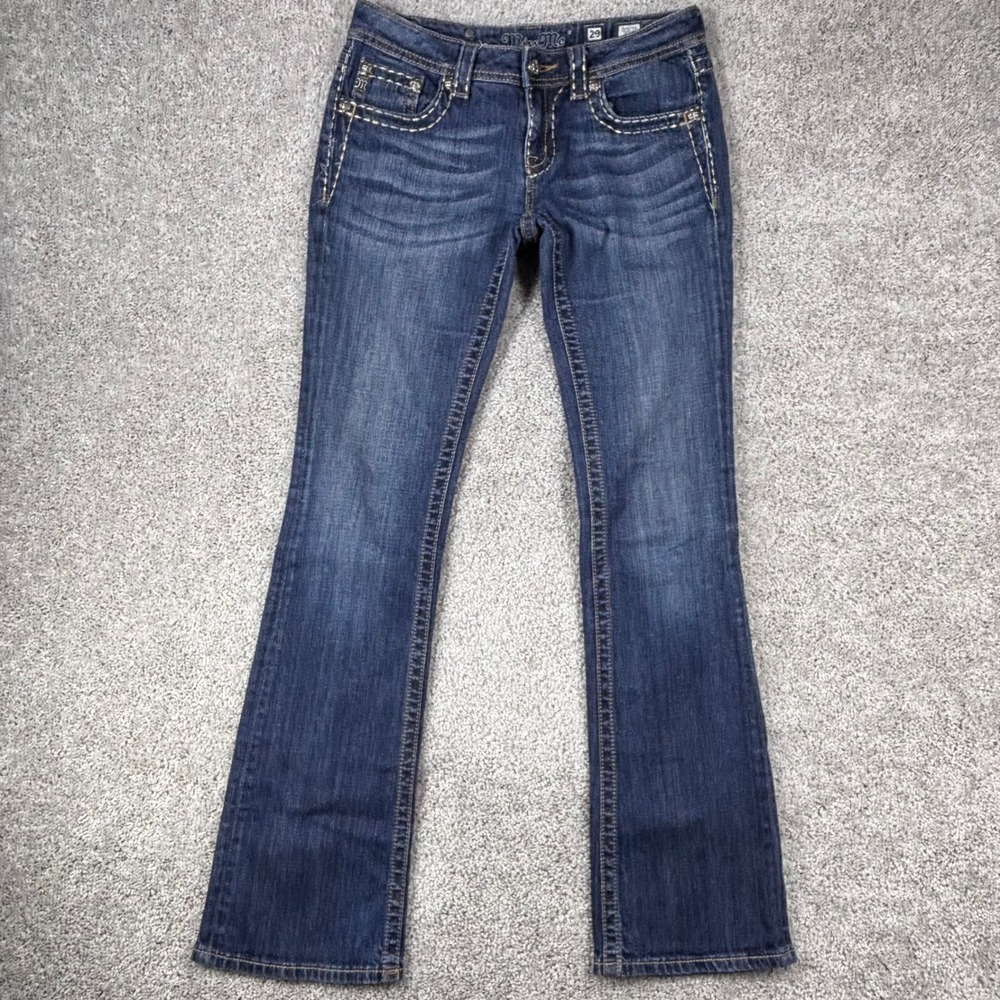 Miss Me JY5075B New Orleans Bootcut Jeans Fleur de Lis Embellished Size 29x35